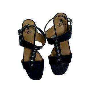 White Mountain Larkin Sandals Black Leather Size 8M